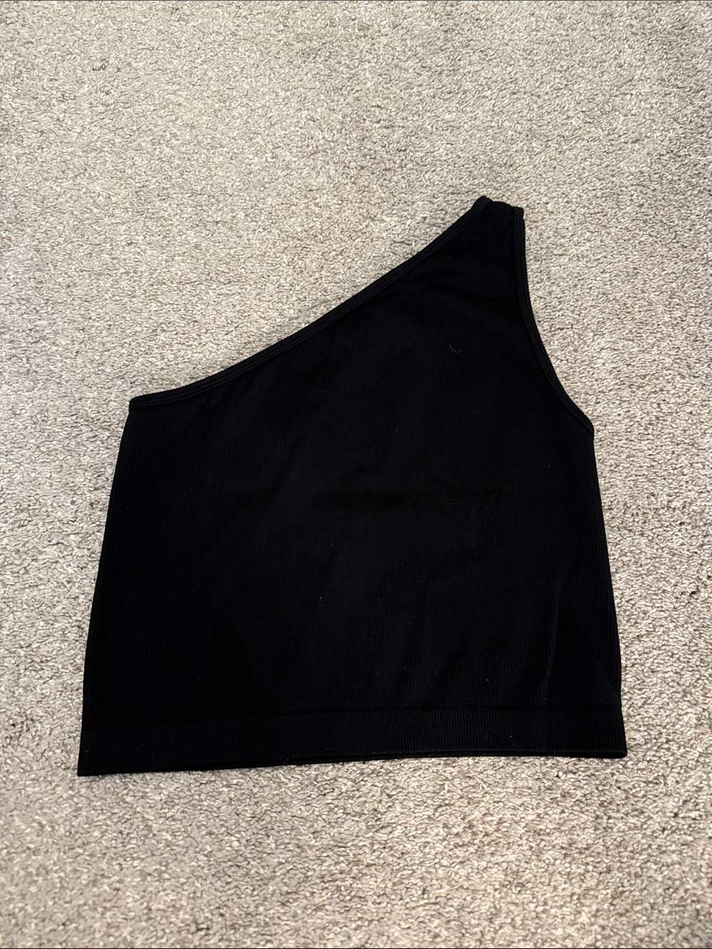 a new day Black One-Shoulder Ribbed Tank